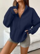 Buzo Cuello Alto con Medio Cierre y Capucha - Estilo Casual