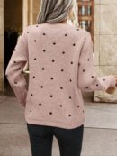 Sweater Puntilla Lunares, Manga Larga y Hombros Caídos