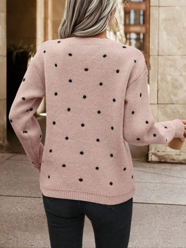 Sweater Puntilla Lunares, Manga Larga y Hombros Caídos - Image 8