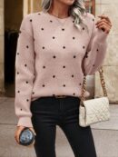 Sweater Puntilla Lunares, Manga Larga y Hombros Caídos