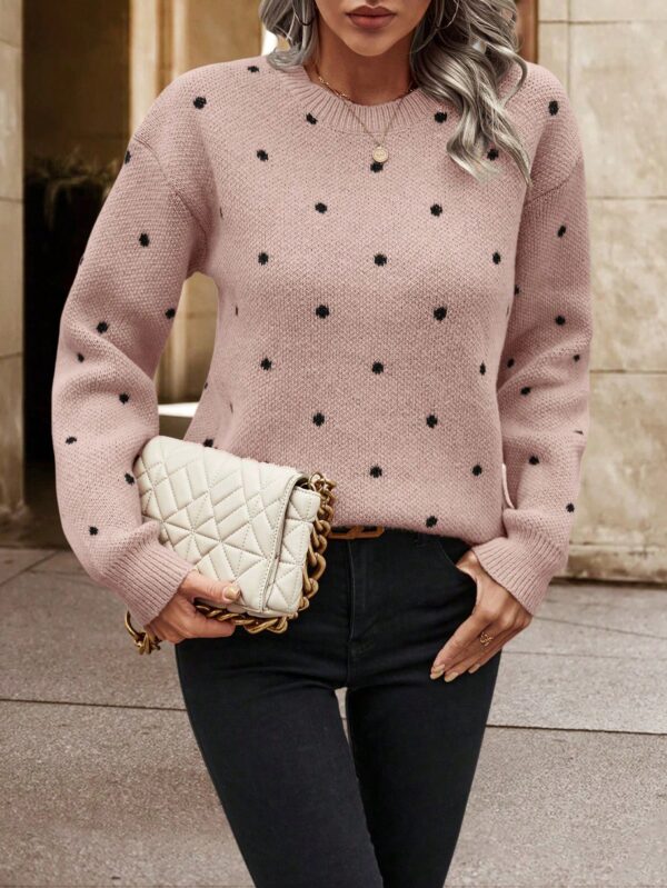 Sweater Puntilla Lunares, Manga Larga y Hombros Caídos - Image 10