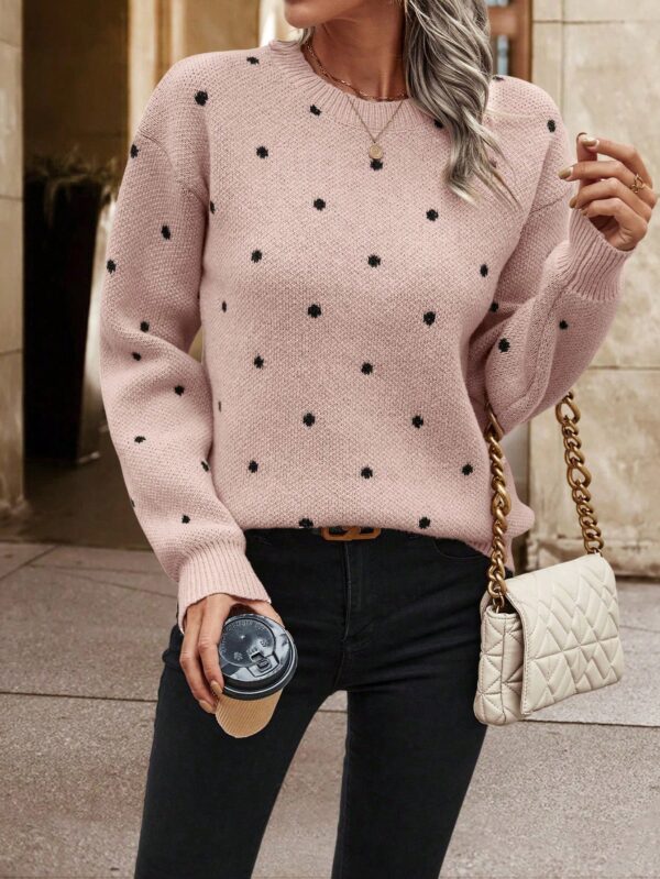 Sweater Puntilla Lunares, Manga Larga y Hombros Caídos - Image 11