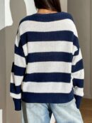Sweater Casual a Rayas con Hombros Caídos, Manga Larga