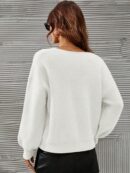Sweater V-Neck con Hombros Caídos Estilo Francés