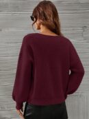 Sweater V-Neck con Hombros Caídos Estilo Francés