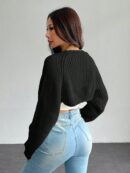 Cardigan Corto de Punto en Estilo Ballet con Mangas Raglan
