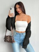 Cardigan Corto de Punto en Estilo Ballet con Mangas Raglan