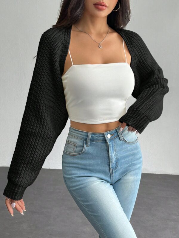 Cardigan Corto de Punto en Estilo Ballet con Mangas Raglan - Image 6