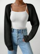 Cardigan Corto de Punto en Estilo Ballet con Mangas Raglan
