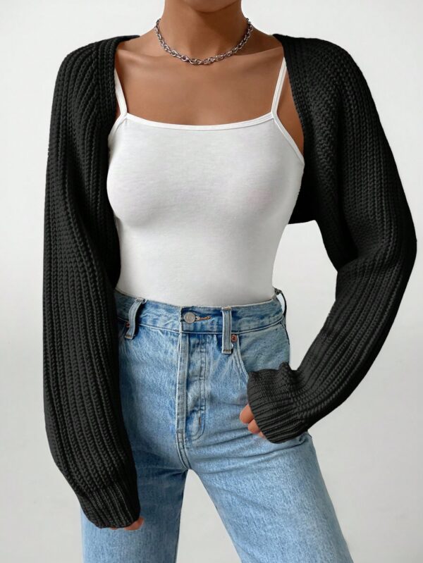 Cardigan Corto de Punto en Estilo Ballet con Mangas Raglan - Image 8