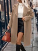 Abrigo Largo de Lana con Collar Vuelto y Botones Dobles