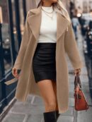 Abrigo Largo de Lana con Collar Vuelto y Botones Dobles