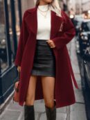 Abrigo Largo de Lana con Collar Vuelto y Botones Dobles