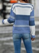 Sweater Multicolor con Hombros Caídos y Manga Larga