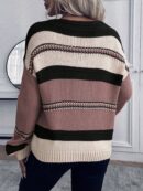 Sweater Casual a Rayas con Hombros Caídos para Otoño/Invierno