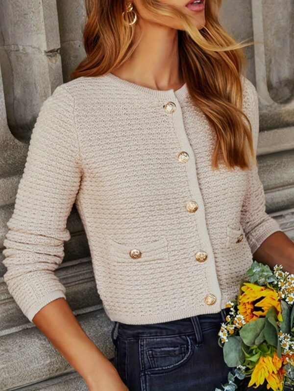 Cardigan de Punto con Botones y Mangas Largas