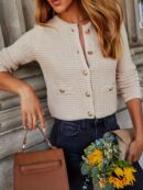 Cardigan de Punto con Botones y Mangas Largas