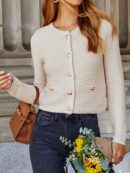 Cardigan de Punto con Botones y Mangas Largas