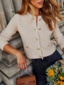 Cardigan de Punto con Botones y Mangas Largas