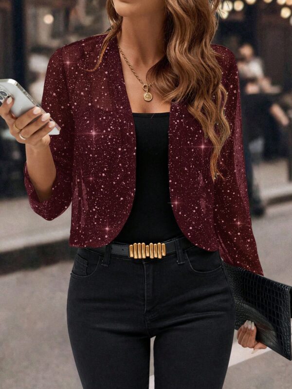 Chaqueta Negra Corta de Malla Elegante para Mujer - Image 22