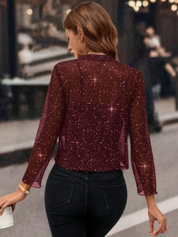 Chaqueta Negra Corta de Malla Elegante para Mujer - Image 23