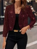 Chaqueta Negra Corta de Malla Elegante para Mujer