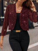 Chaqueta Negra Corta de Malla Elegante para Mujer
