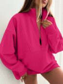 Buzo Cuello Alto con Medio Cierre y Capucha - Estilo Casual