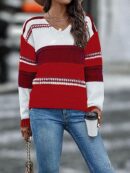 Sweater Multicolor con Hombros Caídos y Manga Larga