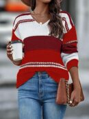 Sweater Multicolor con Hombros Caídos y Manga Larga