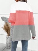 Cardigan Tejido Tricolor con Botones y Cuello en V
