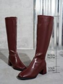 Botas Negras Elegantes de Taco Grueso y Punta Cuadrada