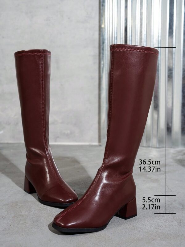 Botas Negras Elegantes de Taco Grueso y Punta Cuadrada - Image 16
