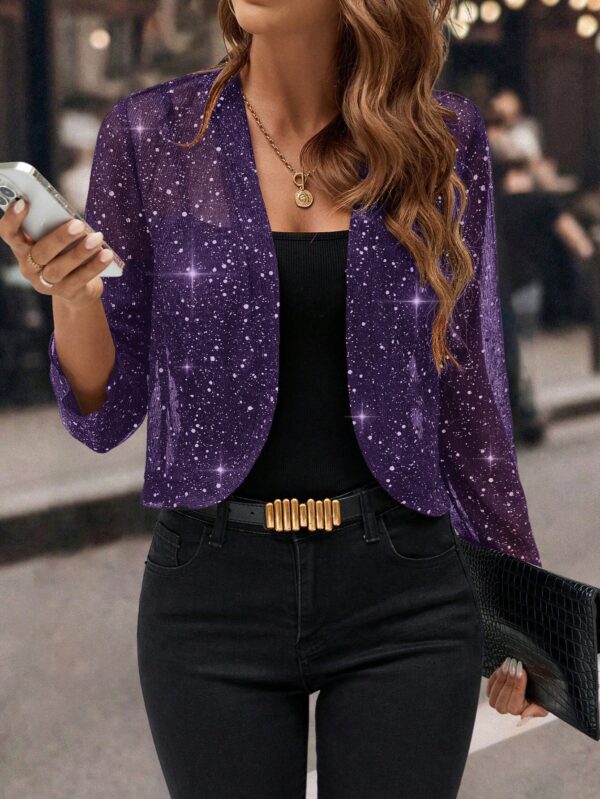 Chaqueta Negra Corta de Malla Elegante para Mujer - Image 43