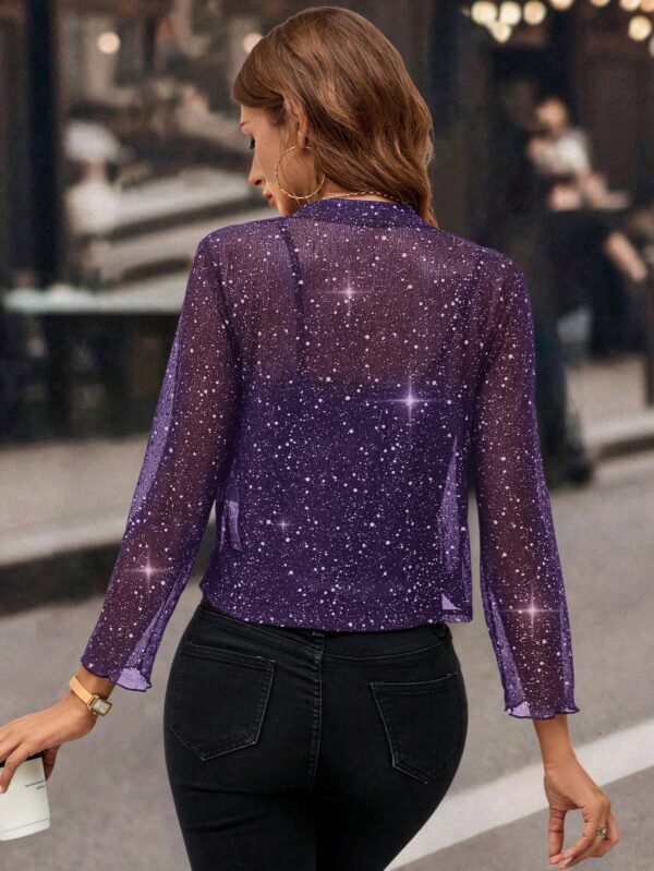 Chaqueta Negra Corta de Malla Elegante para Mujer - Image 44