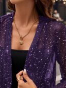 Chaqueta Negra Corta de Malla Elegante para Mujer