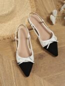 Zapatos Planos de Cuero Suave con Punta Puntiaguda y Diseño Bicolor