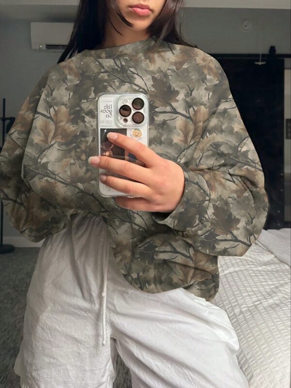 Buzo Cuello Redondo Camuflado Manga Larga para Mujer - Image 7
