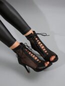 Botas de Red con Tacón Alto y Punta Abierta de Talla Grande