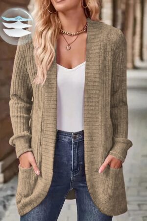 Chaqueta de Terciopelo Acanalada Casual con Bolsillos