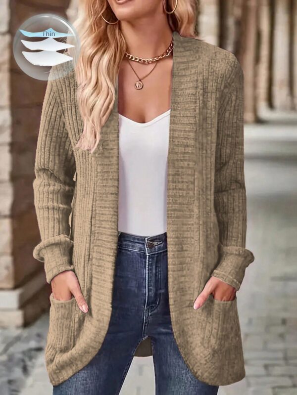 Chaqueta de Terciopelo Acanalada Casual con Bolsillos