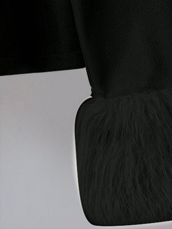 Abrigo Elegante de Color Sólido con Puños de Piel y Lazo Decorativo - Image 26