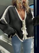Cardigan Tejido Multicolor de Estilo Francés