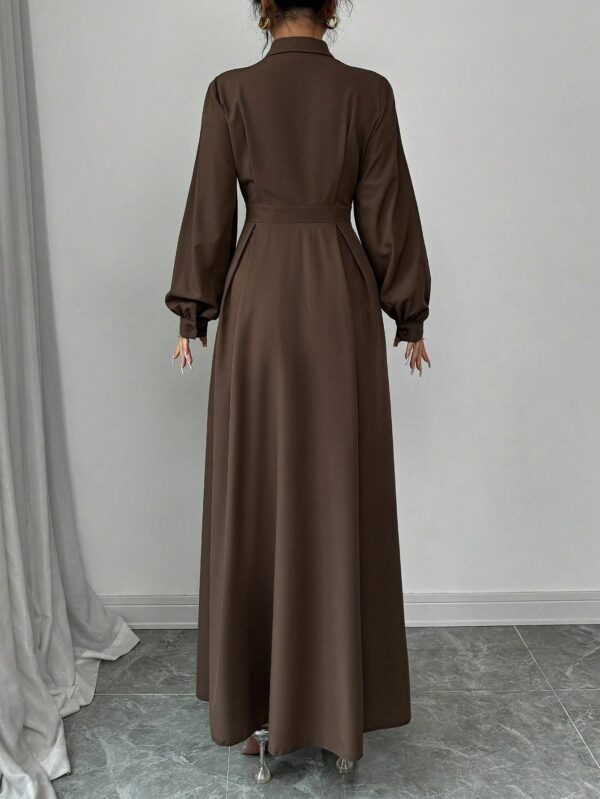 Vestido Elegante de Manga Farol en Colores Sólidos - Image 8