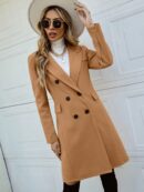 Abrigo Elegante con Cuello Solapa y Doble Botonadura