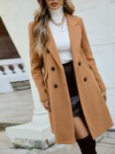 Abrigo Elegante con Cuello Solapa y Doble Botonadura