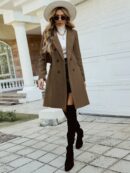Abrigo Elegante con Cuello Solapa y Doble Botonadura