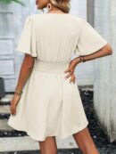 Vestido Casual Cuello en V con Mangas Mariposa