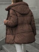 Abrigo Acolchado de Media Longitud con Capucha y Cintura Ajustable