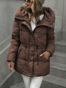 Abrigo Acolchado de Media Longitud con Capucha y Cintura Ajustable